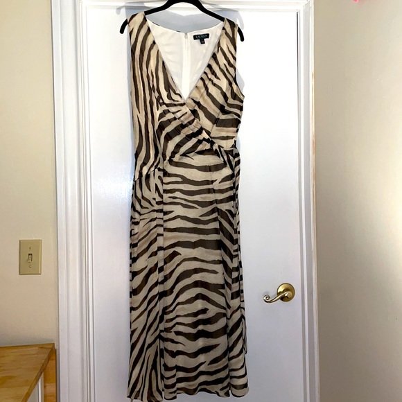 Lauren Ralph Lauren Zebra Print Sleeveless Georgette Dress - Picture 3 of 7